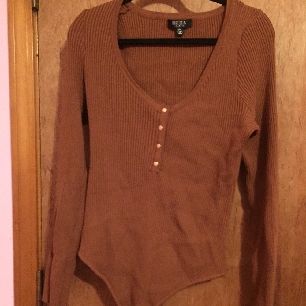 Brown Long Sleeve Bodysuit